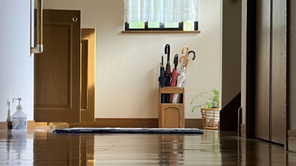 窓が開き換気されている玄関