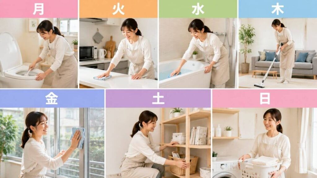 7日間掃除をする主婦