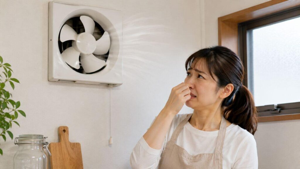 換気扇から外気が入ることについて書いた記事のアイキャッチ画像